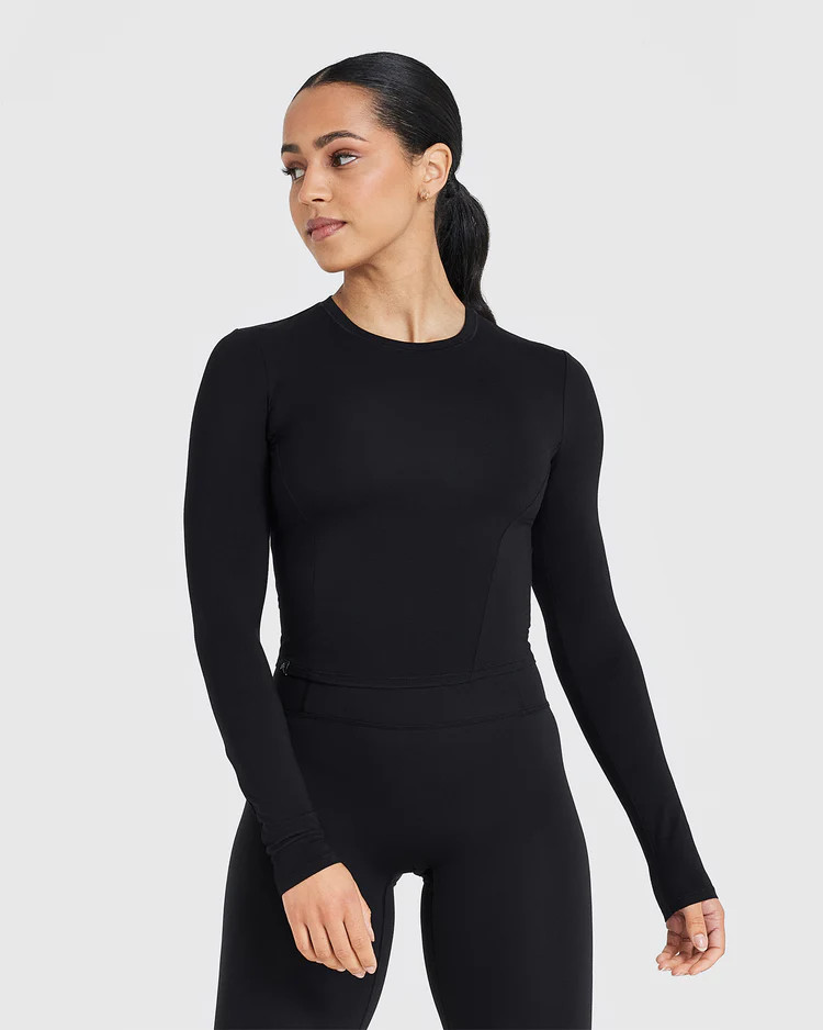 Mellow™ Soft Mid Long Sleeve Top 
 Black | Oner Active (UK / US)