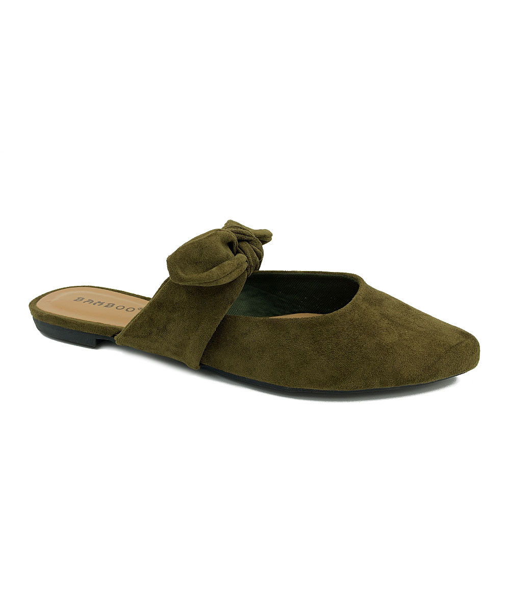 Bamboo Women's Mules OLIVE - Olive Bow Blog Mule - Women | Zulily