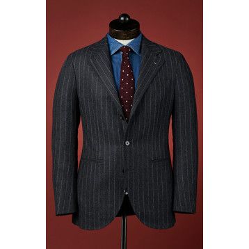 VBC - Charcoal Chalk Stripe Flannel - Neo Cut Suit | SPIER & MACKAY | SPIER & MACKAY