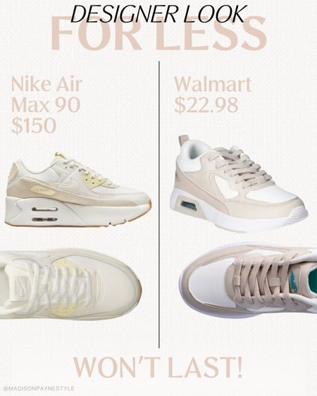 WALMART $23 SNEAKER 👟 compared to Nike Air Max 90 look for less, right down to the Nike Air units design! Nike Air units are an innovative cushioning system designed for speed and agility. Walmart’s sneakers also come in multiple colors, those and more linked below! 

Sneakers, Walmart Sneakers, Spring Sneakers, Spring Shoes, Walmart, Madison Payne

#LTKSeasonal #LTKstyletip #LTKshoecrush