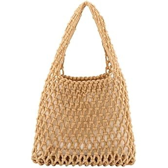 Ayliss Women Mini Clutch Handbag Tote Cotton Crochet Bucket Top-handle Drawstring Beach Woven Fishin | Amazon (US)
