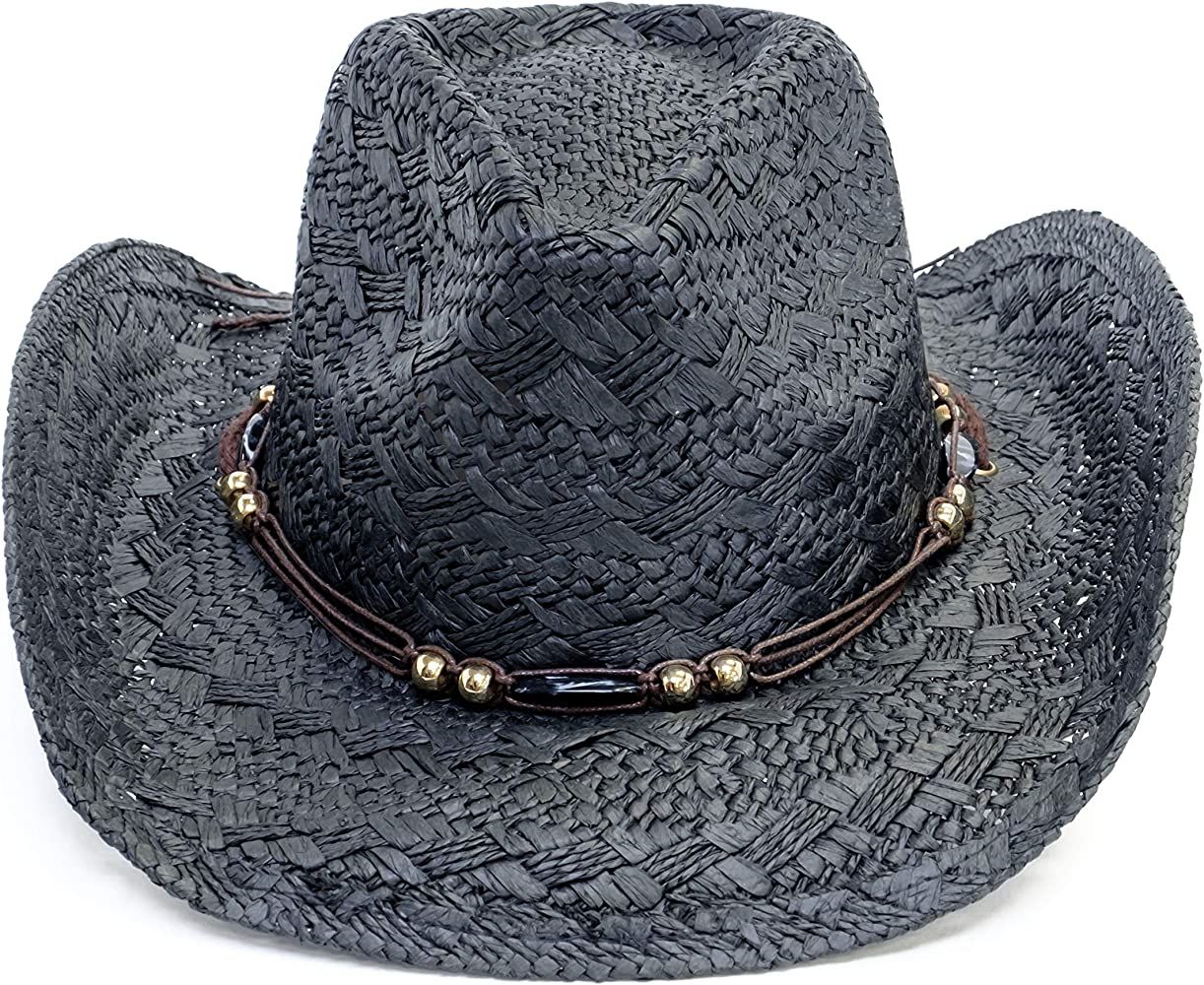 Old Stone Straw Cowboy Cowgirl Hat for Men Women Wide Brim Sun Hat Western Style | Amazon (US)