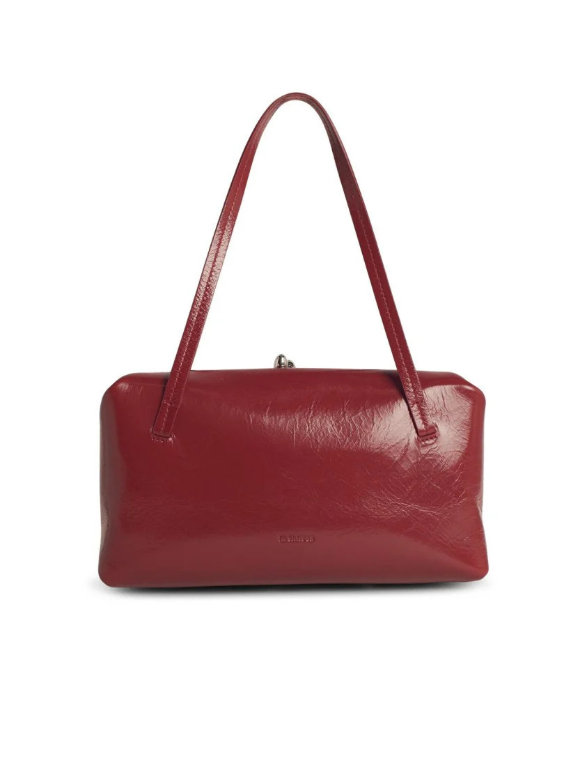 Goji Pillow' Small Burgundy Leather Pillow Bag | Shop Simon
