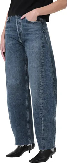 AGOLDE Luna Pieced High Waist Raw Hem Barrel Jeans | Nordstrom | Nordstrom