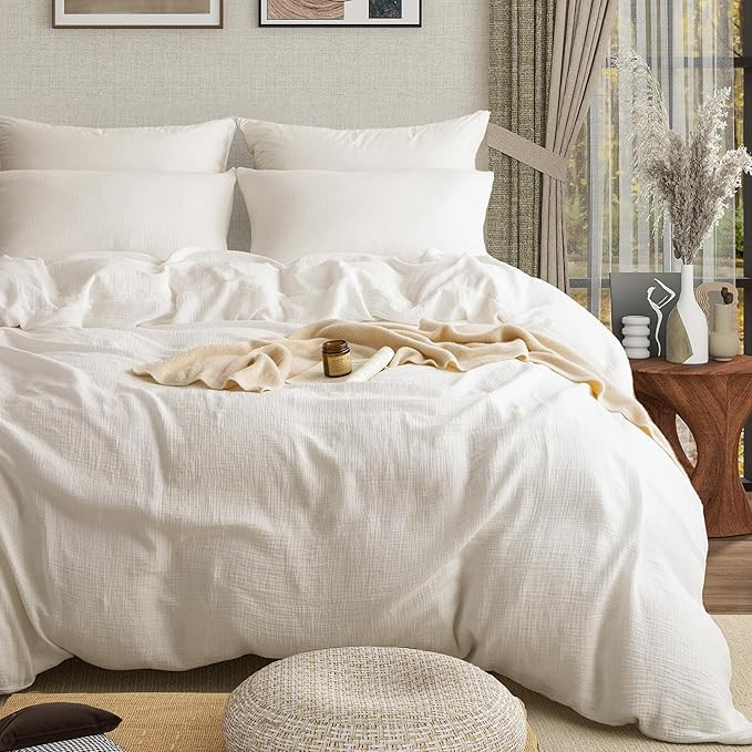 Muslin Duvet Cover 100% Washed Cotton, King Size Duvet Cover Set Linen Like, Minimalist Soft Comf... | Amazon (US)