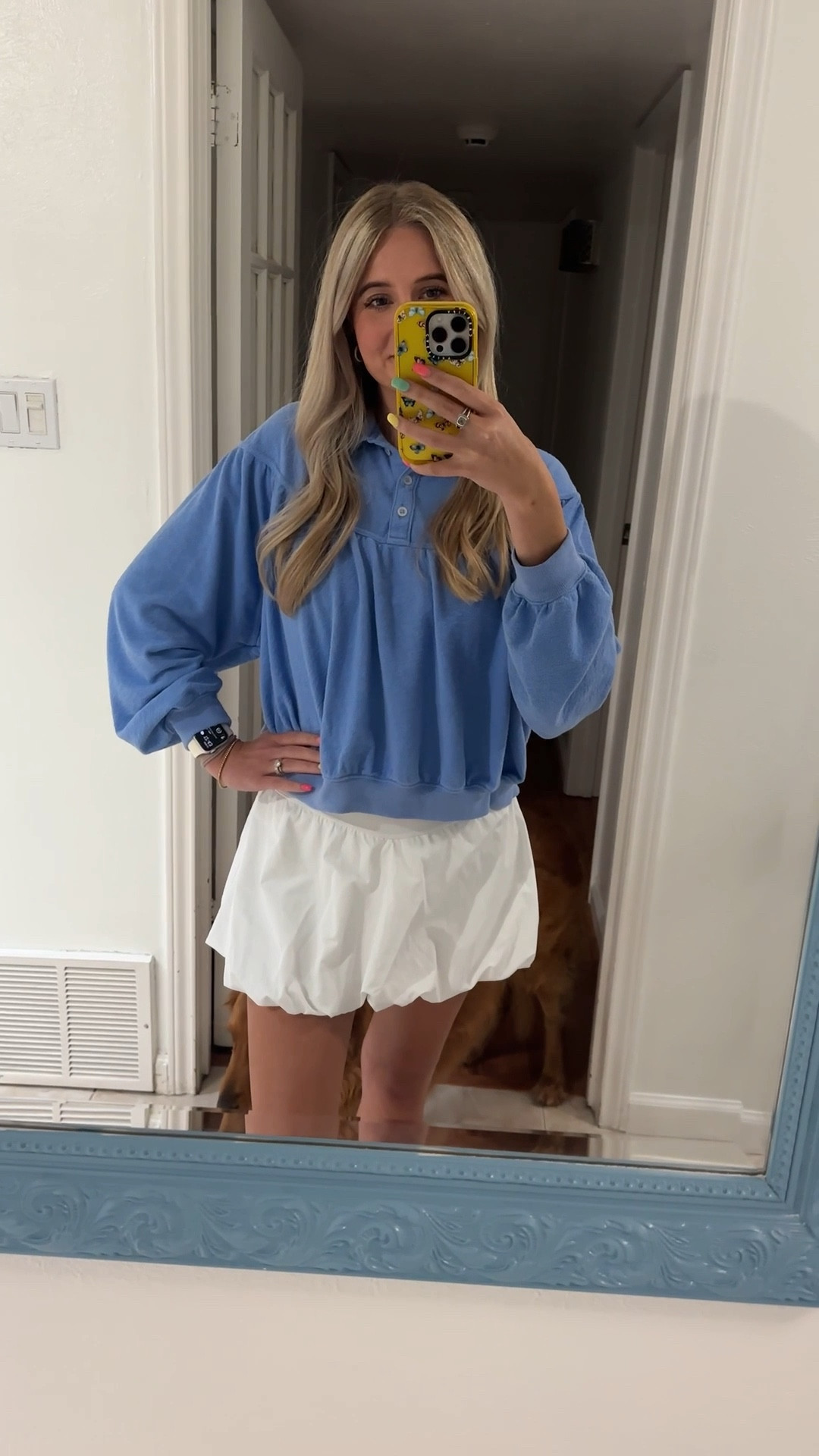 cloudy fall day OOTD 
the stretchiest skort that is perfect for my baby bump! i want this skort in every color🤩🫶🏼
wearing size small in skort 

#LTKFindsUnder50 #LTKActive #LTKBump