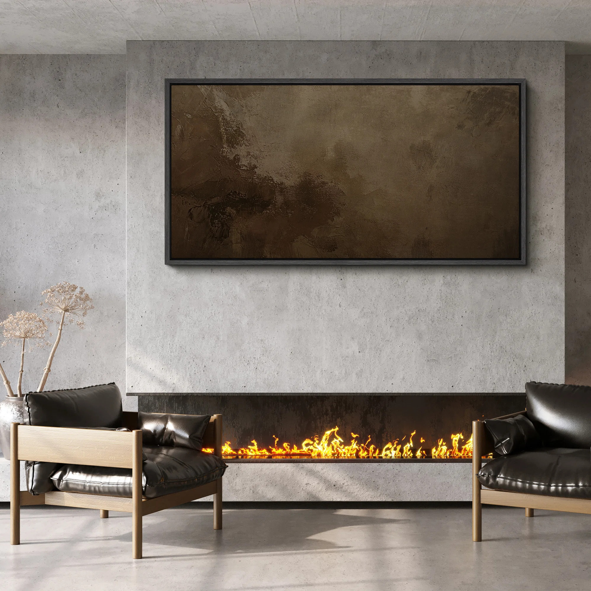 Dark Earth Abstract Texture Framed Canvas - Modern Minimal Wall Art in Brown Tones | Wayfair North America