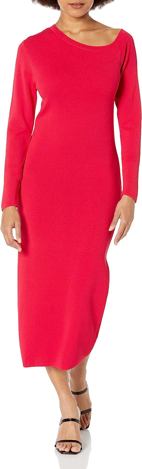 The Drop Women's Giselle Asymmetric Neckline Midi Sweater Dress | Amazon (US)