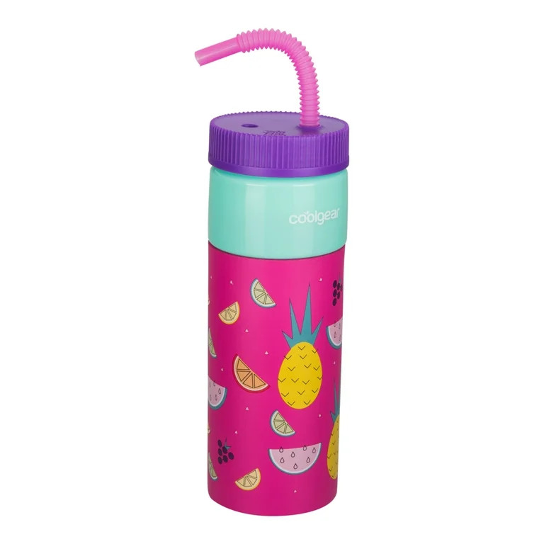 Cool Gear 24oz Plastic Retro Squishy Water Bottle, Fruits Pink with Foam Grip and Resealable Stra... | Walmart (US)