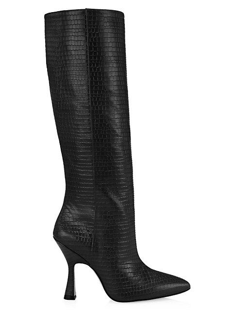 Parton Crocodile-Embossed Leather Knee-High Boots | Saks Fifth Avenue