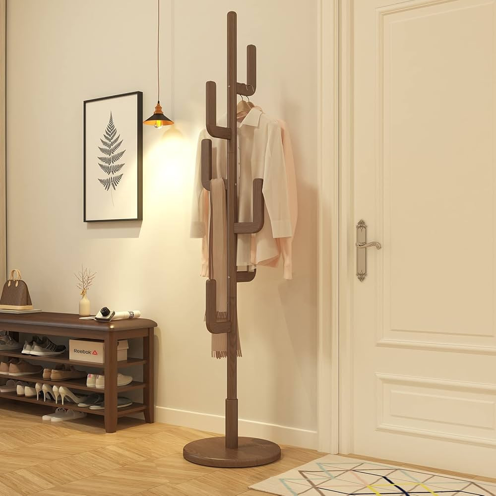 KungFuWood Coat Rack, Unique Design Cactus Coat Rack Freestanding, Adjustable Height Wooden Coat ... | Amazon (US)