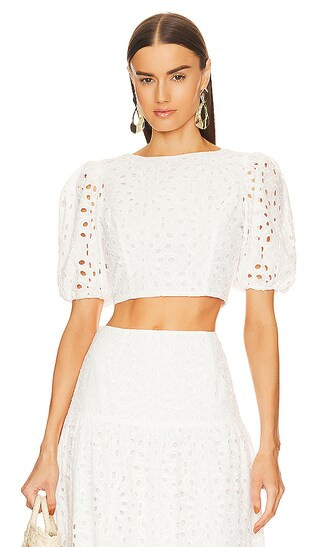Sunita Eyelet Blouse in White | Revolve Clothing (Global)