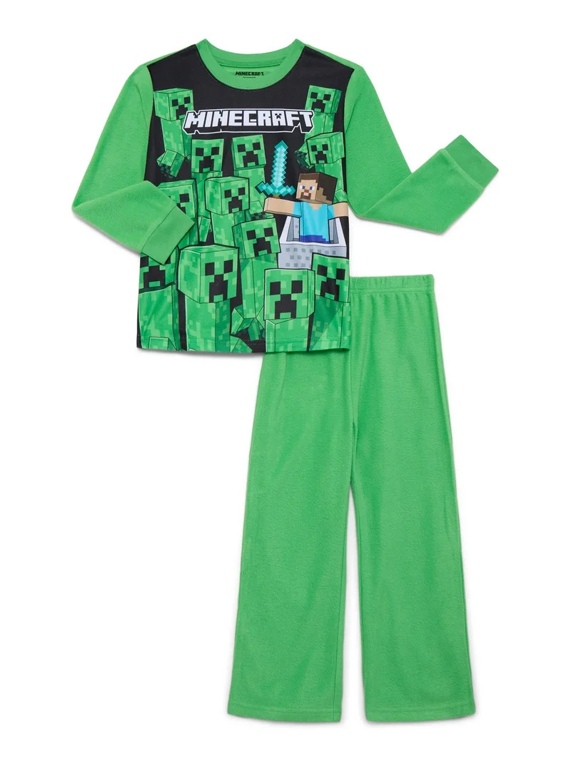 Minecraft Boys Long Sleeve Top and Pants, 2-Piece Pajama Set, Sizes 4-16 | Walmart (US)