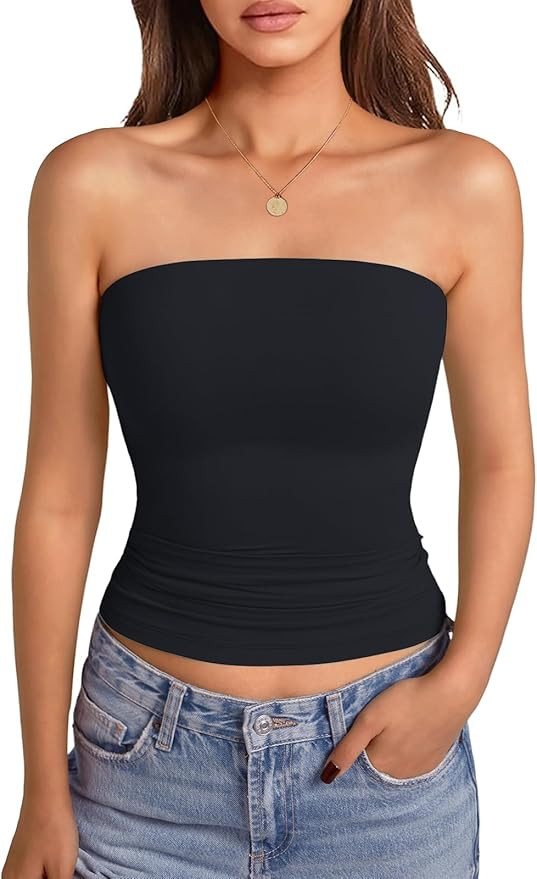 GKBK Womens Strapless Crop Top with Built in Bra and Tube Tank Top Cute Y2K Summer Fashion | Amazon (US)