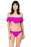 Trina Turk Women's Off Shoulder Ruffle Bandeau Bikini Swimsuit Top, Orchid/Key Solids, 14 | Amazon (US)