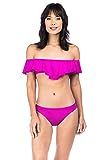 Trina Turk Women's Off Shoulder Ruffle Bandeau Bikini Swimsuit Top, Orchid/Key Solids, 14 | Amazon (US)