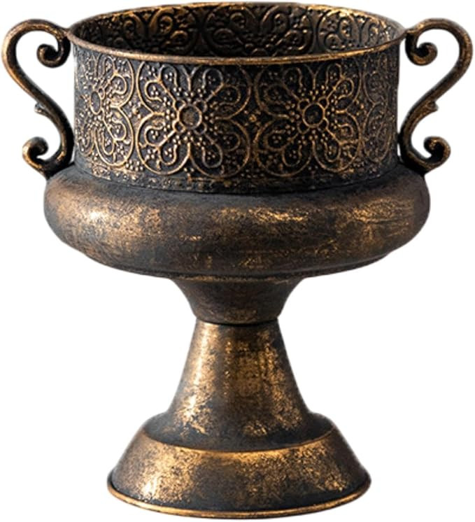 Vintage Style Trophy Shaped Vase Flower Arrangement Pot Tabletop Ornament Decorative Planter Flow... | Amazon (US)