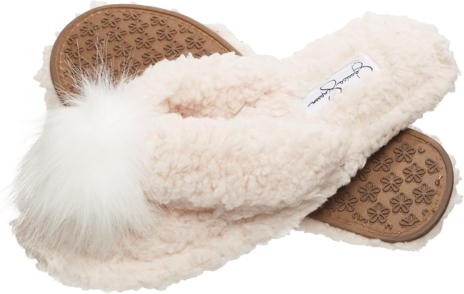 Jessica Simpson Comfort Spa Flip Flops Thong Slide On Womens Fuzzy Bedroom House Slippers | Amazon (US)