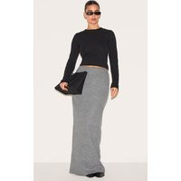 Ash Grey Melange Soft Knit Maxi Skirt | PrettyLittleThing US