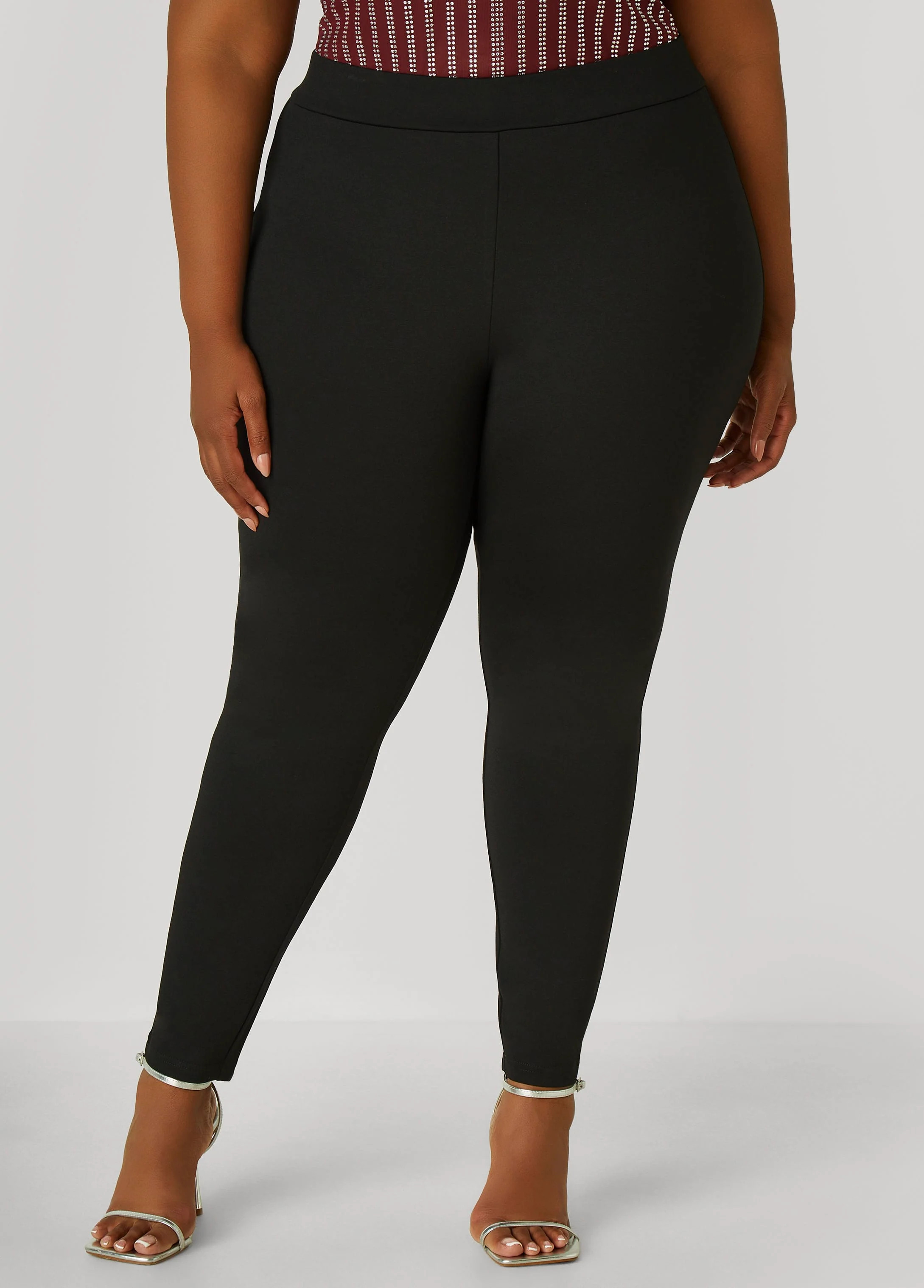 Ponte High Rise Pull On Leggings | Ashley Stewart