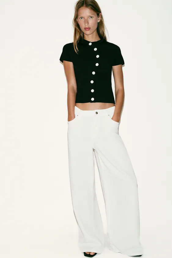 ASYMMETRIC FASTENING KNIT TOP | Zara UK