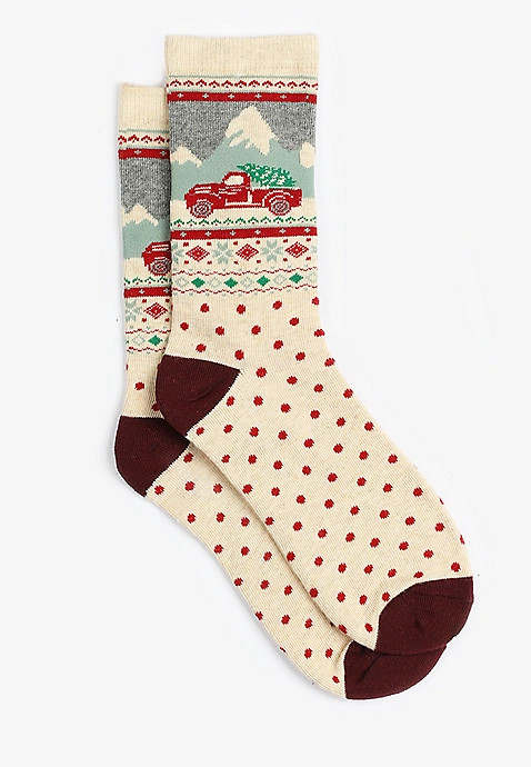 Christmas Truck Fair Isle Crew Socks | Maurices
