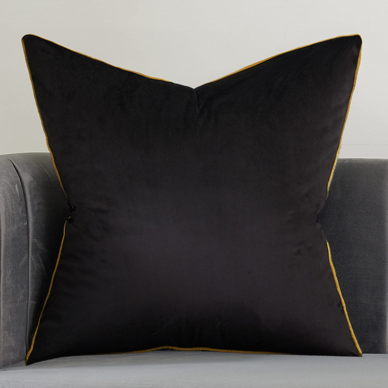 Avigers 18 x 18 Inches Black Solid Cushion Case Luxury Modern Square Throw Pillow Cover Decorativ... | Amazon (US)