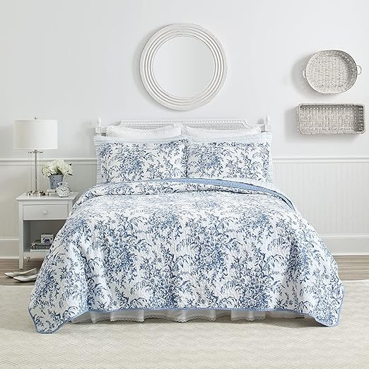 Laura Ashley - Twin Quilt Set, Reversible Cotton Bedding with Matching Sham, Home Decor for All S... | Amazon (US)