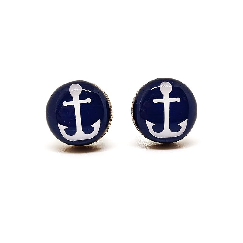Stud Earrings, Nautical, 10 mm, Handmade, for Women Girls Men Stainless Steel Posts for Sensitive... | Amazon (US)