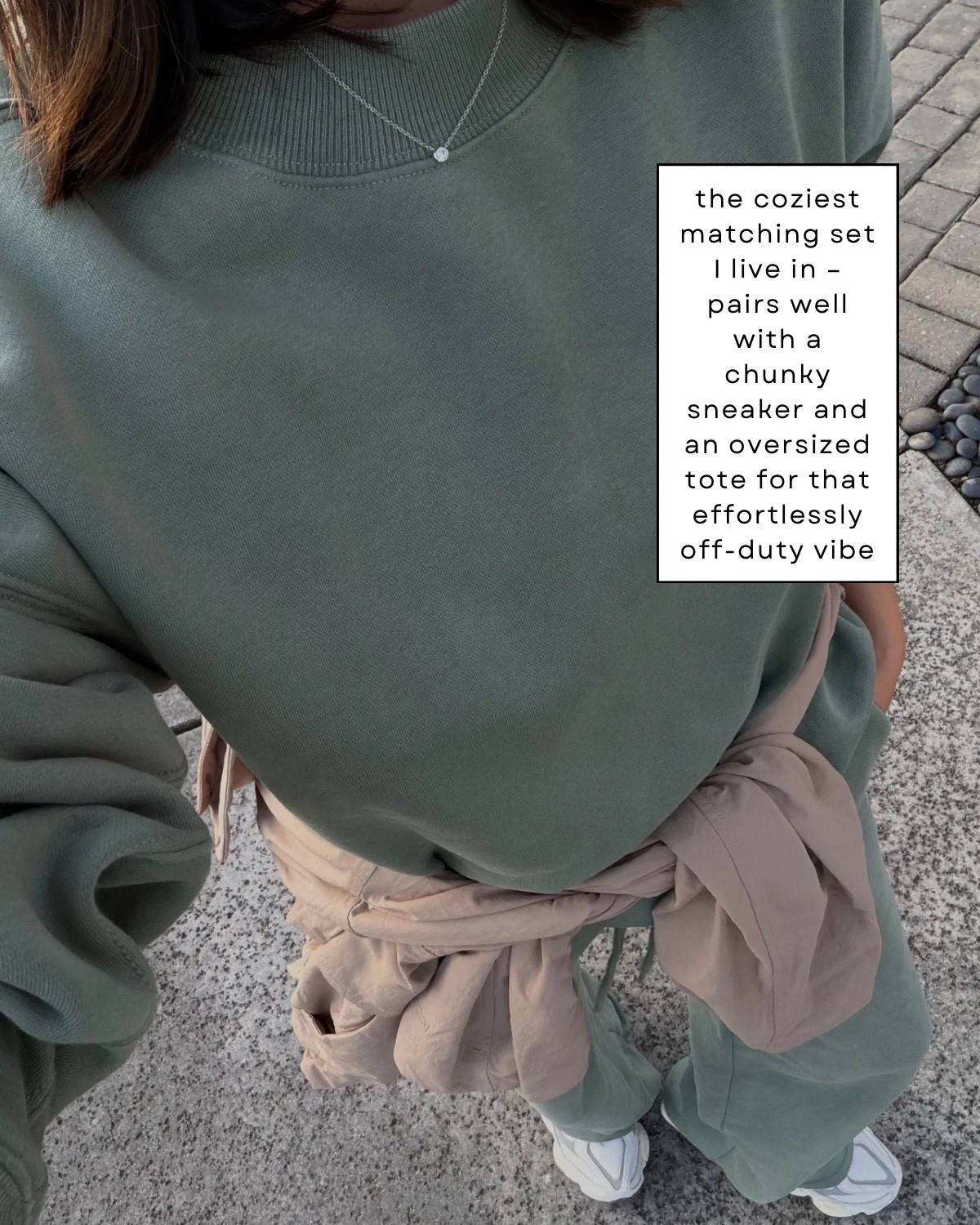 Cozy matching set 

Abercrombie matching set — comes in several colors + lengths (for the pant) 
New balance sneakers 

#LTKootd