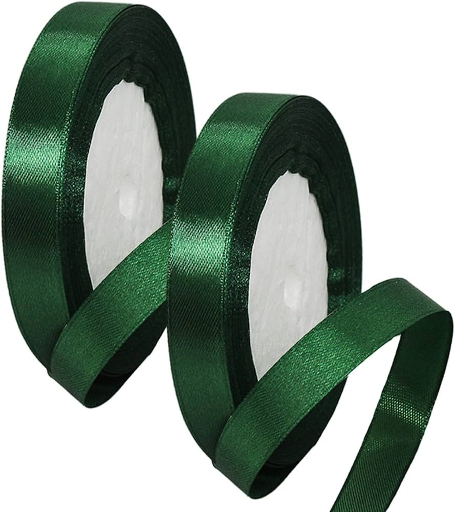 2 Rolls 10mm Wide Dark Green Ribbon Green Christmas Ribbon for Gift Wrapping 22m, 0.4 inch Green ... | Amazon (UK)