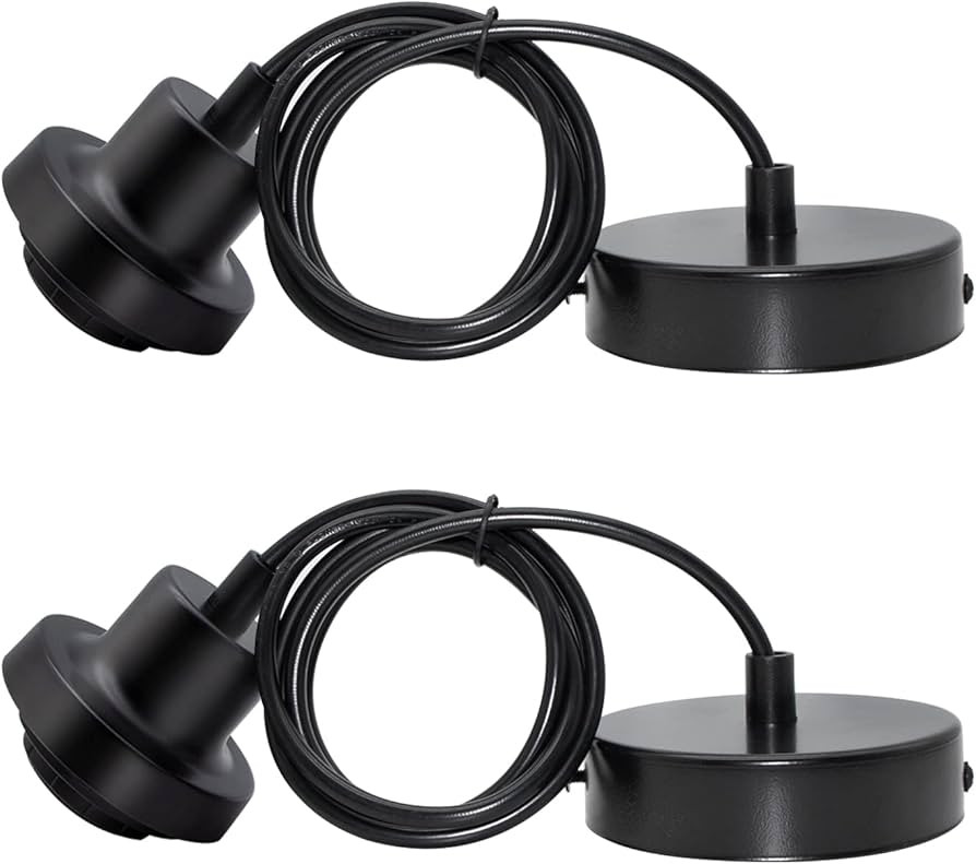 Industrial Mini Pendant Light Kit 2-Pack Ceiling Pendant Light Cord Vintage Socket Lamp Holder Bl... | Amazon (US)