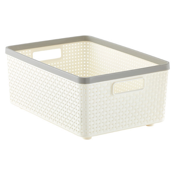 Large Cottage Woven Bin Ivory | The Container Store
