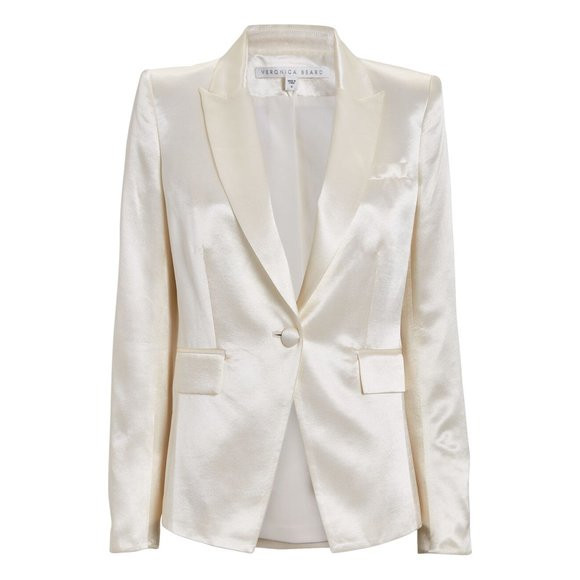 VERONICA BEARD Athens Satin Dickey Jacket in Ivory | Poshmark
