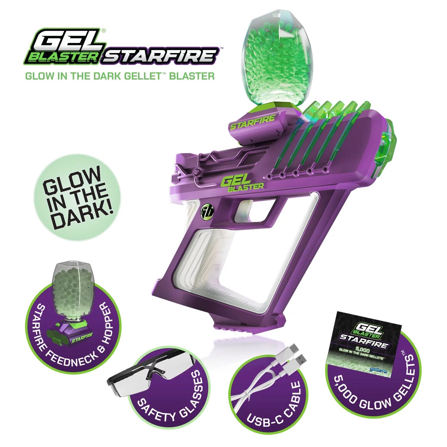 Gel Blaster STARFIRE with Glow-in-the-Dark Gellet System, Water-Based Gel Bead Blaster with 5,000... | Walmart (US)