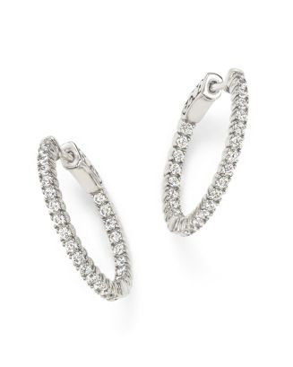 Bloomingdale's Fine Collection Diamond Inside Out Hoop Earrings in 14K White Gold, 1.0 tcw | Bloo... | Bloomingdale's (US)
