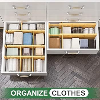8 Pack Bamboo Drawer Dividers with 8 Inserts, Kitchen Drawer Dividers from 16.5-22IN, Stackable B... | Amazon (US)
