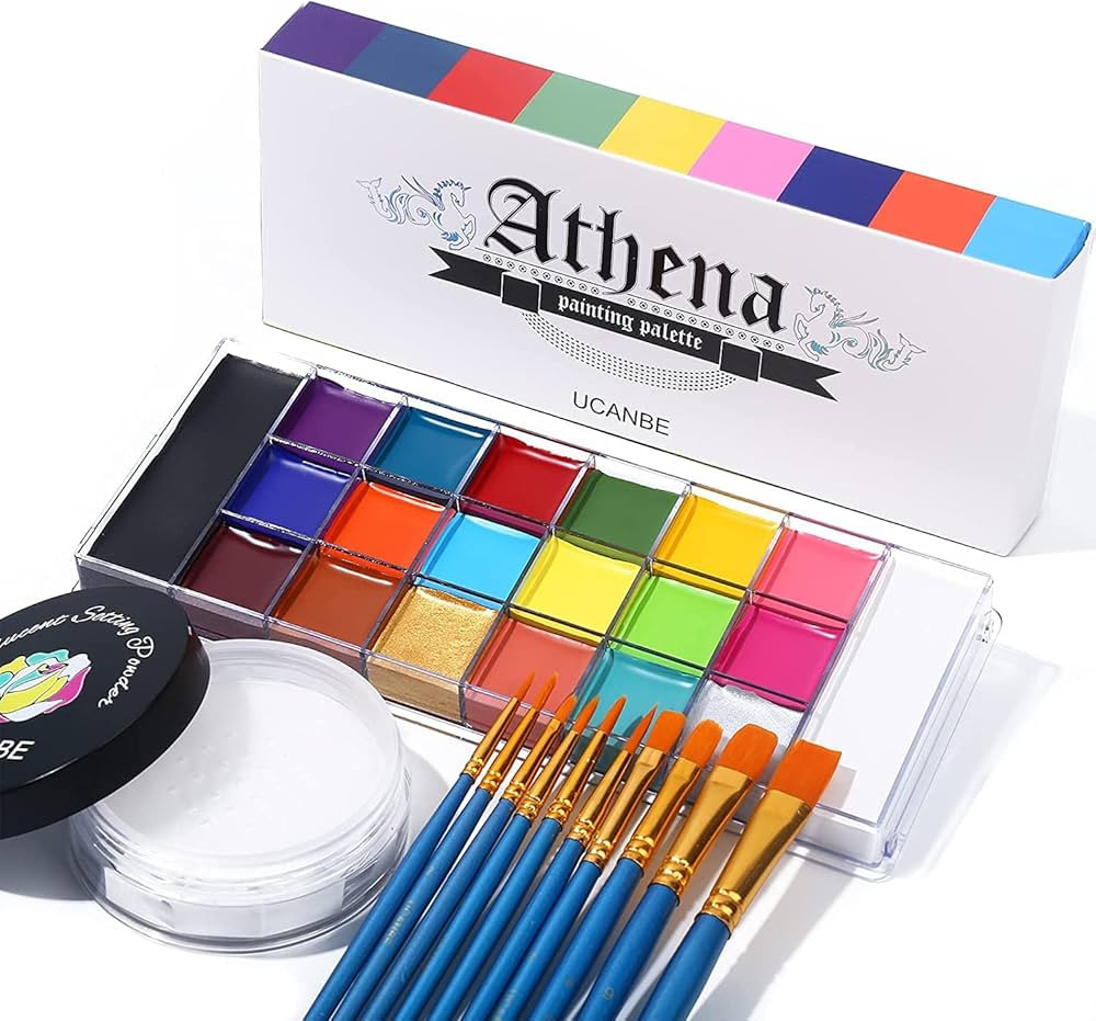 UCANBE Athena Face Body Paint Oil Palette + Translucent Setting Powder + 10PCS Brushes Set, Profe... | Amazon (US)