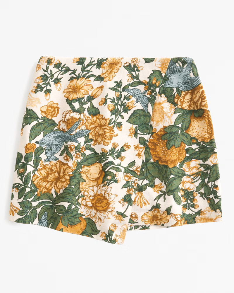 Women's The A&F Scarlett Linen-Blend Wrap Mini Skort | Women's Bottoms | Abercrombie.com | Abercrombie & Fitch (US)