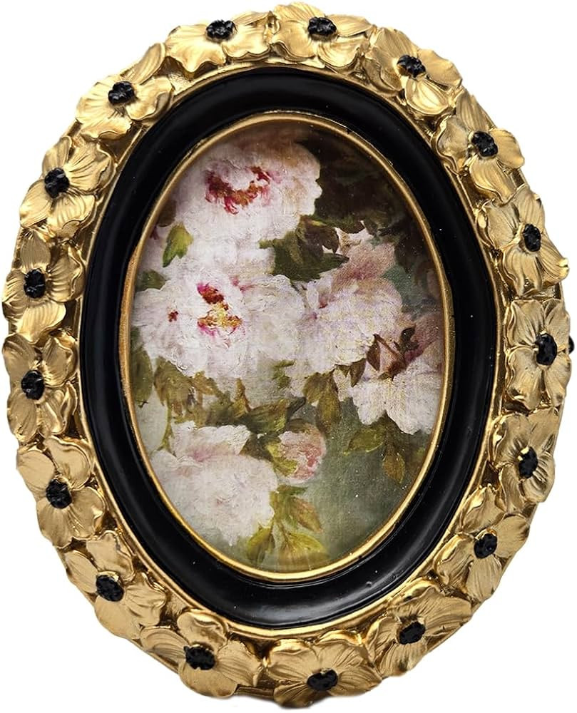 SYLVIA'S SHOP 2.5x3.5 Small Vintage Oval Picture Frame, Mini Antique Gold Ornate Photo Frame, for... | Amazon (US)