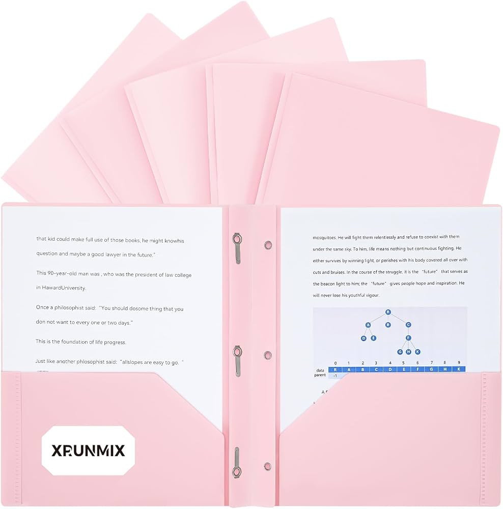 Two-Pocket-Folders with 3 Prongs, Letter Size Plastic Folders with Pockets and Prongs, Poly Plast... | Amazon (US)