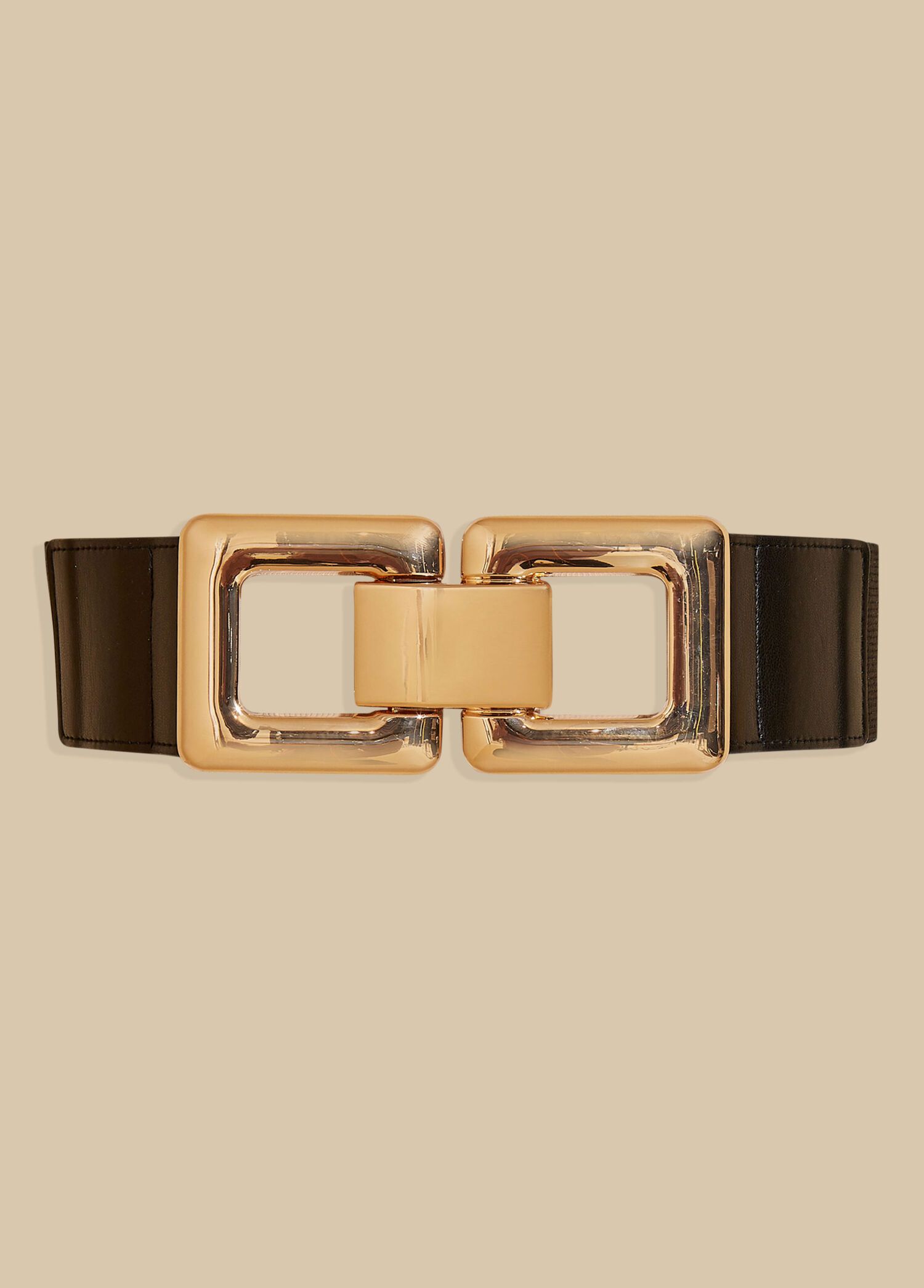 Double Square Buckle Stretch Belt | Ashley Stewart