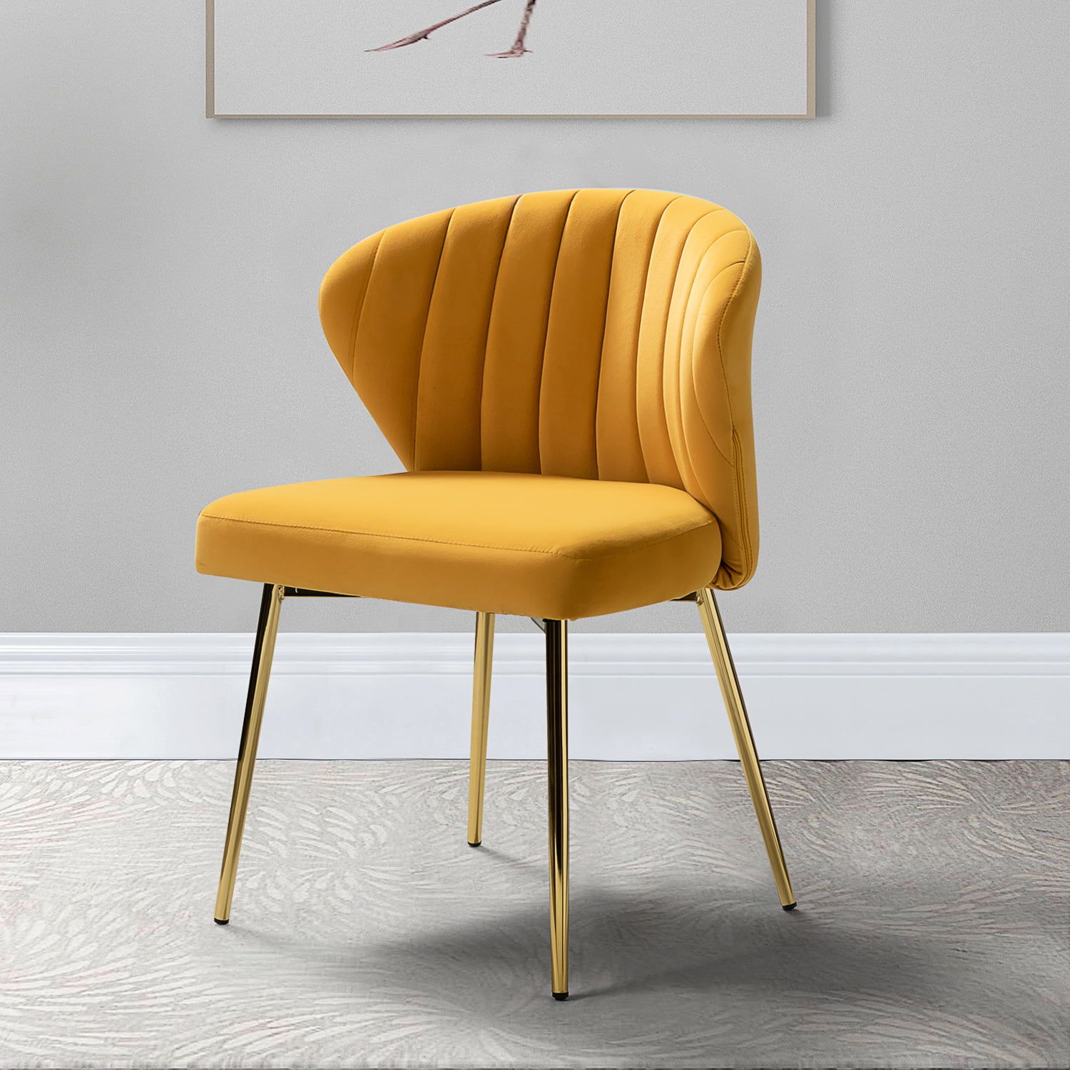 Luna velvet Side Chair for bedroom or living room in Mustard | Walmart (US)
