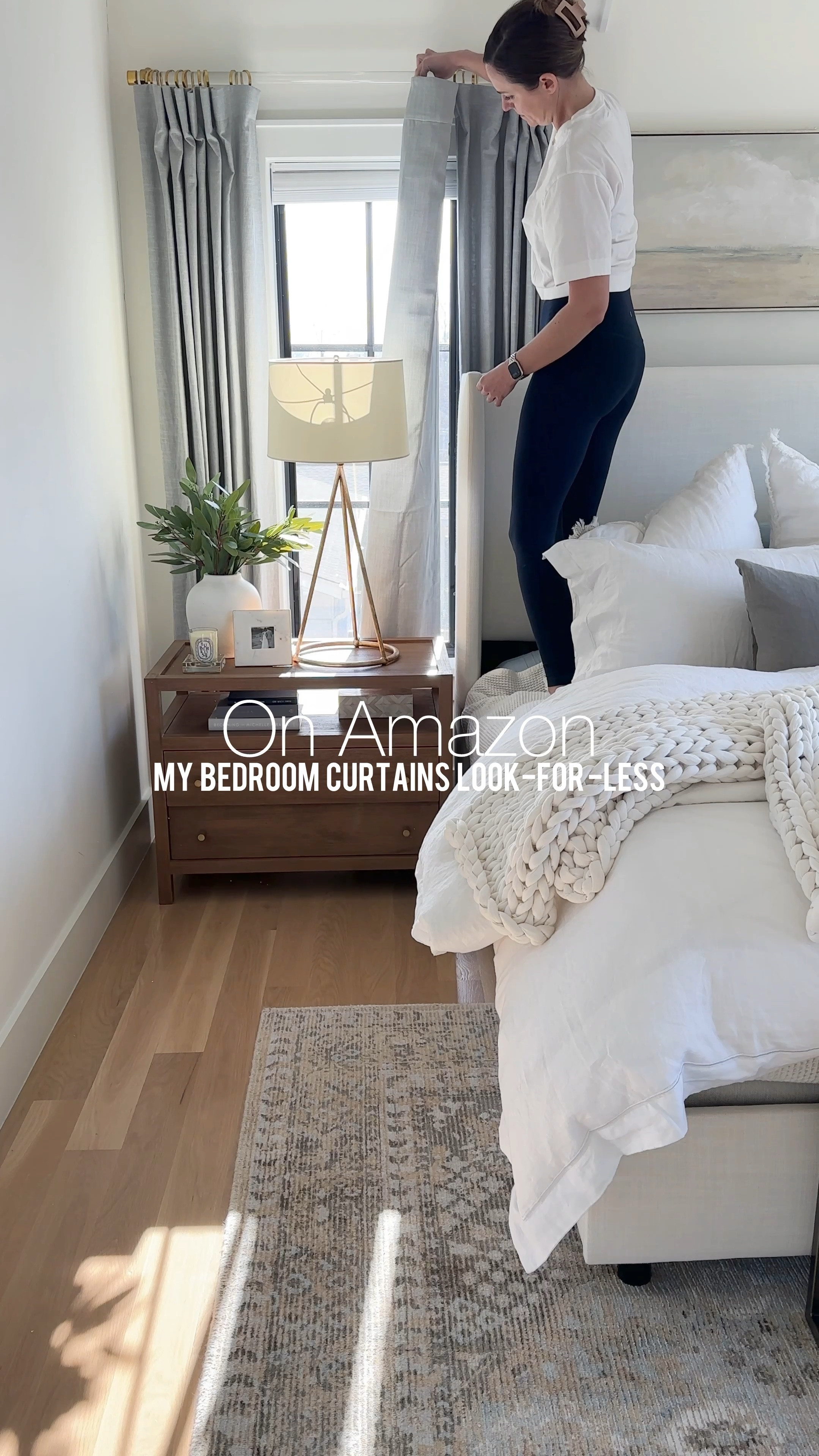 Amazon look for less curtains! The Heathered Gray is the closest match to my Pottery Barn Linen curtains (we have the mineral blue color). Also linking a look for less of my acrylic and brass curtain rods and rings! 

#LTKhome #LTKsalealert #LTKVideo