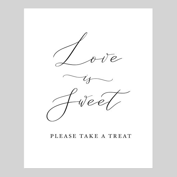 Wedding Favors Sign  Love is Sweet Take a Treat Elegant White - Etsy | Etsy (US)