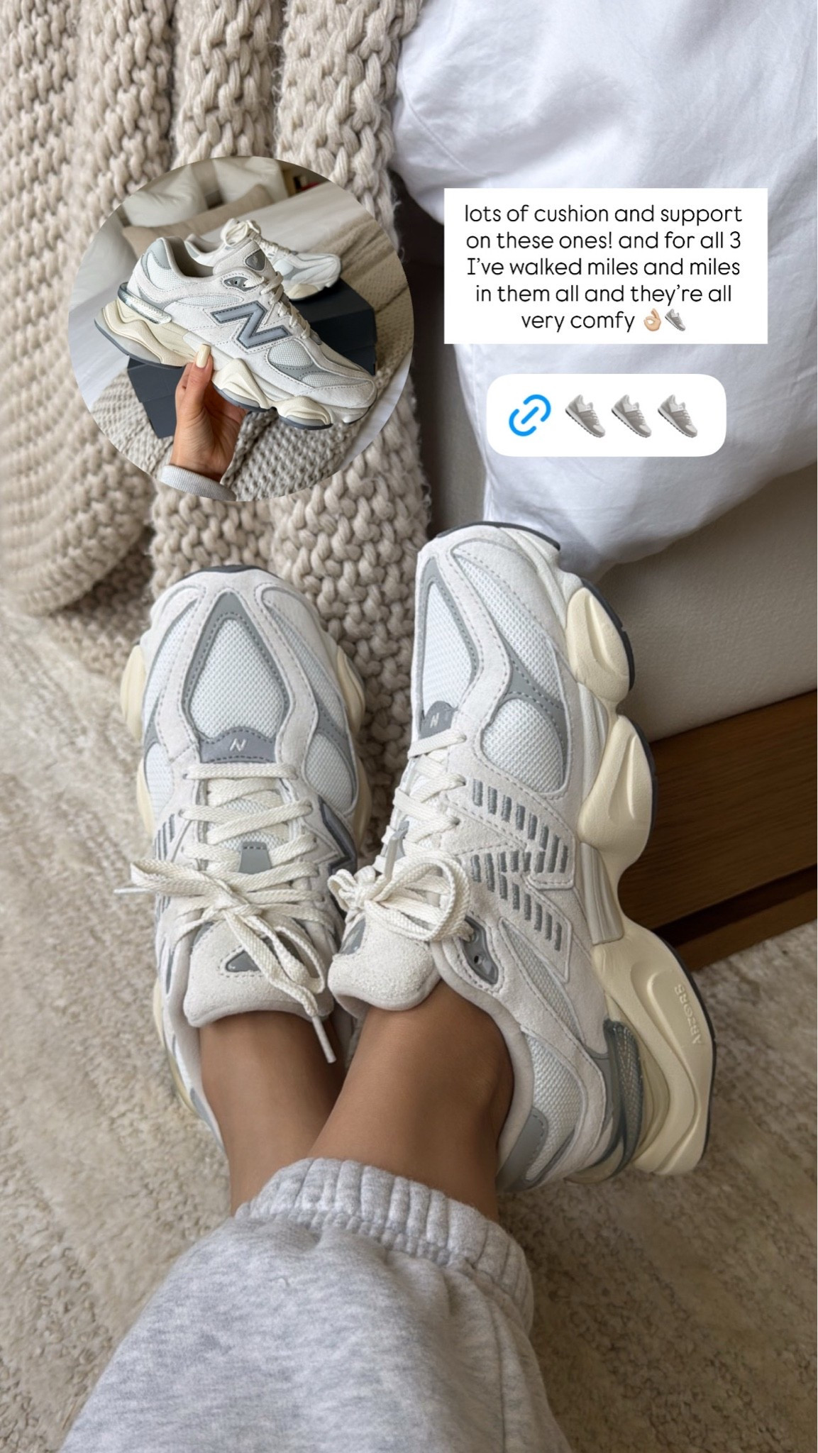 New balance 9060! So so comfy! 

Colorway: Sea Salt/White/Gray

Sizing: I sized down 1/2 size

#LTKActive #LTKootd