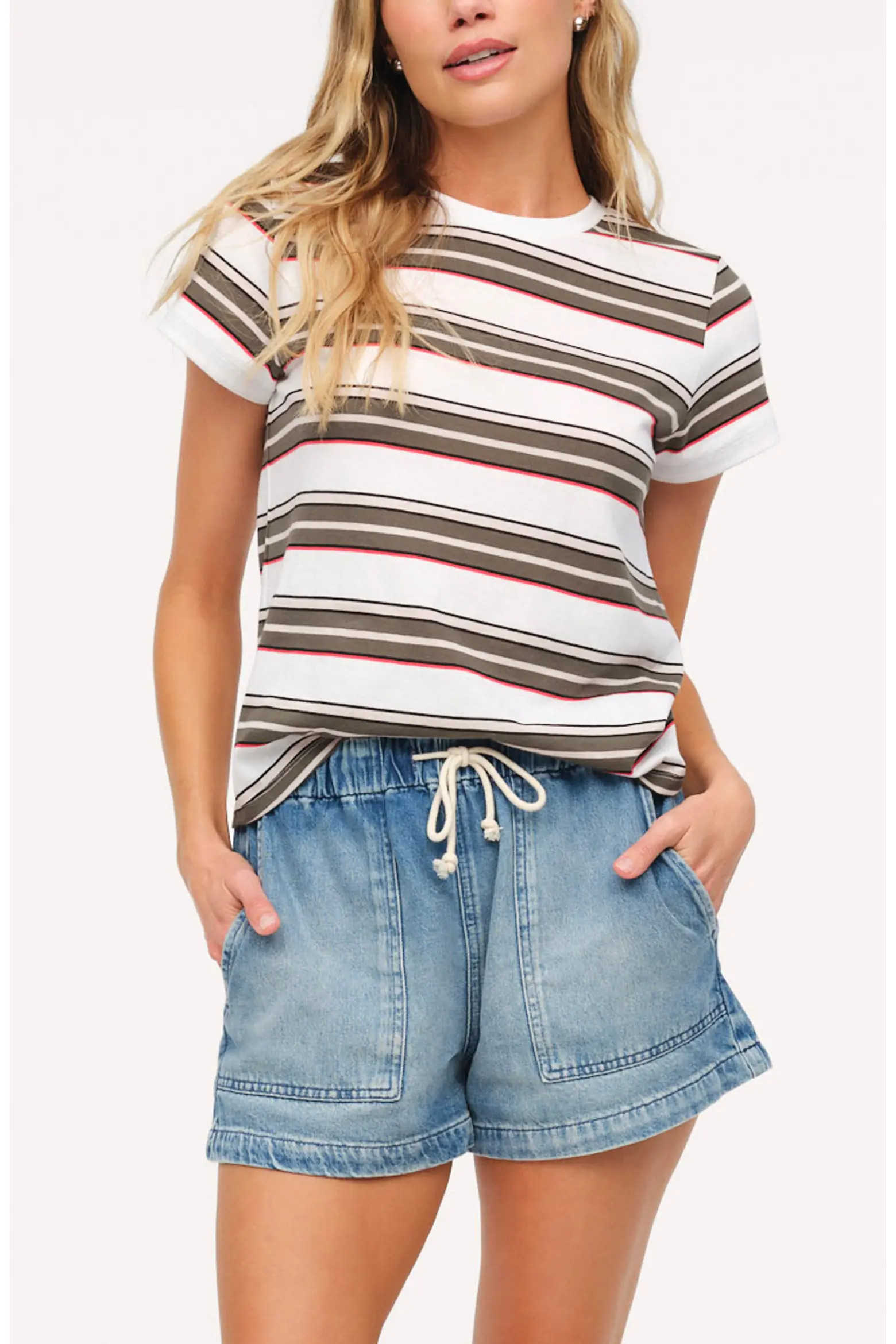 Perfect Stripe Cotton Jersey Blend T-Shirt (Women) | Nordstrom | Nordstrom