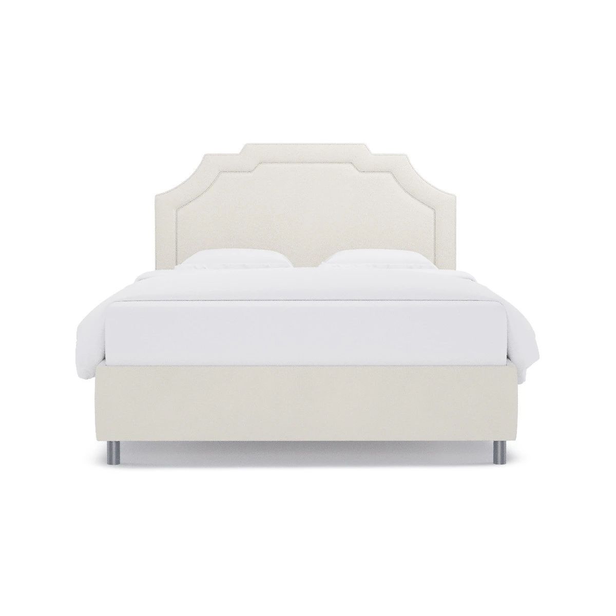 Art Deco Bed | Queen | White Velvet | The Inside