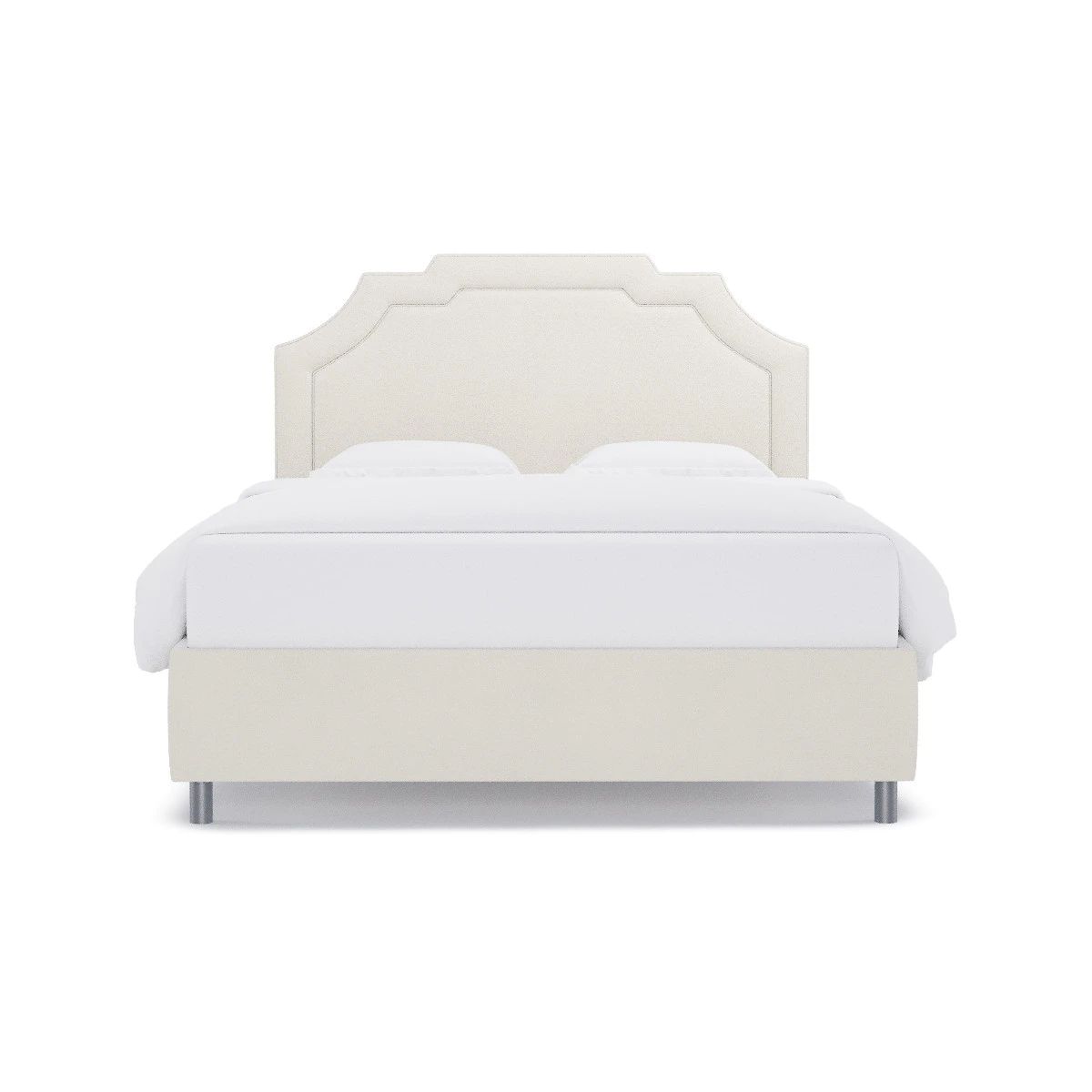 Art Deco Bed | Queen | White Velvet | The Inside