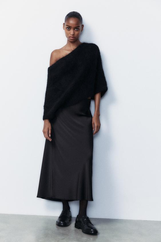 SATIN EFFECT MIDI SKIRT | Zara US